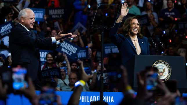 Image for article titled Tim Walz Trash Talks JD Vance and Other Things We Peeped During the Philadelphia Rally With VP Kamala Harris