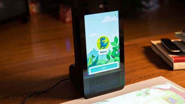 A photo of the Amazon Glow's 8-inch screen