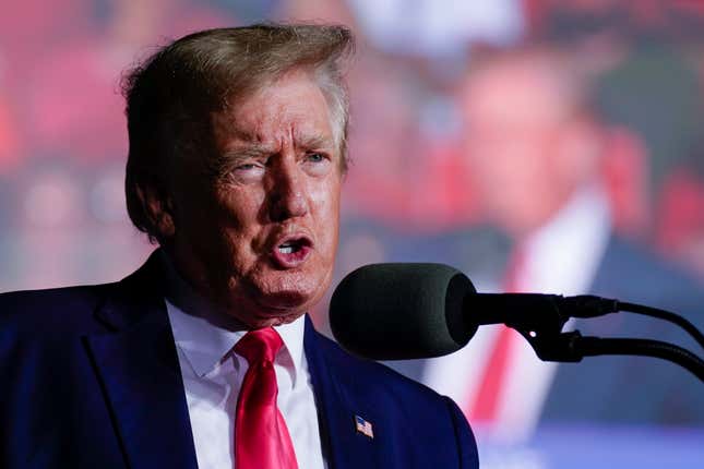 Former President Donald Trump speaks at a rally Friday, Aug. 5, 2022, in Waukesha, Wis. Fourteen of the 15 boxes recovered from former President Donald Trump’s Florida estate earlier this year contained documents with classification markings, according to an FBI affidavit released Friday, Aug. 26, explaining the justification for the search of the property this month.