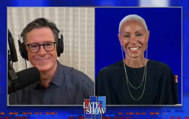 Image for article titled Here’s What Jada Pinkett Smith Told Stephen Colbert About the Status of Her Relationship With Will