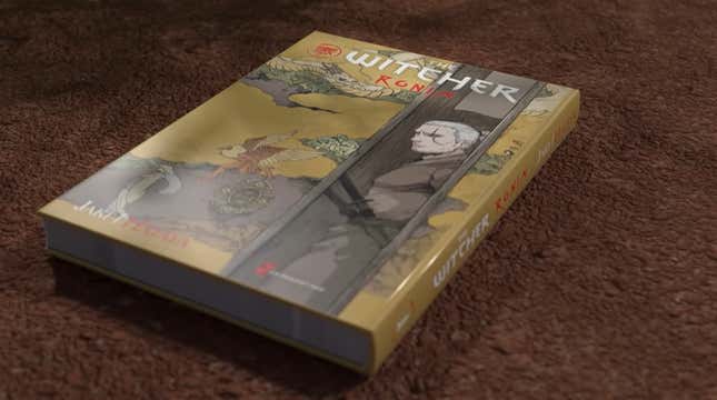 A copy of The Witcher: Ronin manga sits on a table. 