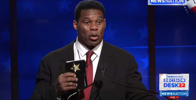 Herschel Walker during his debate with Sen. Raphael Warnock on Friday.