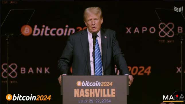 Image for article titled Trump says he&#39;ll make a national Bitcoin reserve