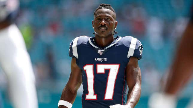 Antonio Brown, warming up for the New England Patriots before a Sept. 15, 2019, game