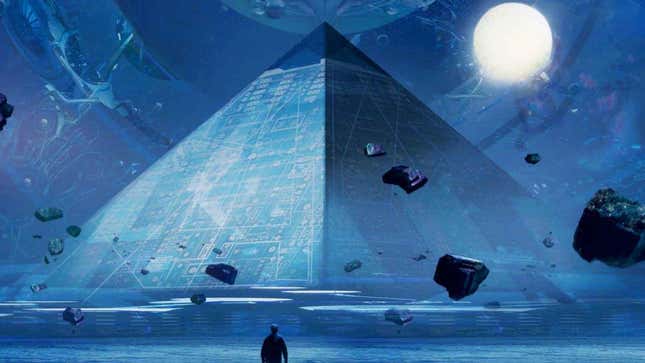 A pyramid looms on Stephan Martiniere’s book cover for Cixin Liu's The Three-Body Problem.