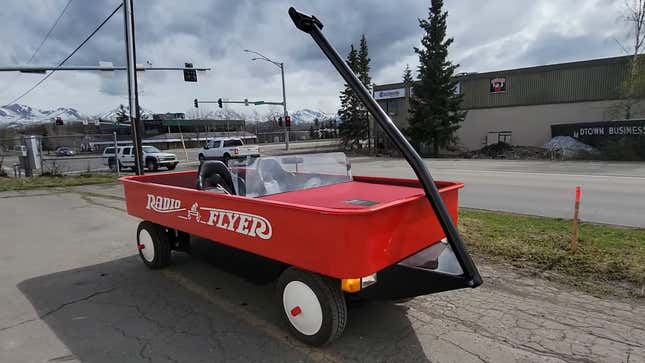 A photo of a Radio Flyer pickup truck. 