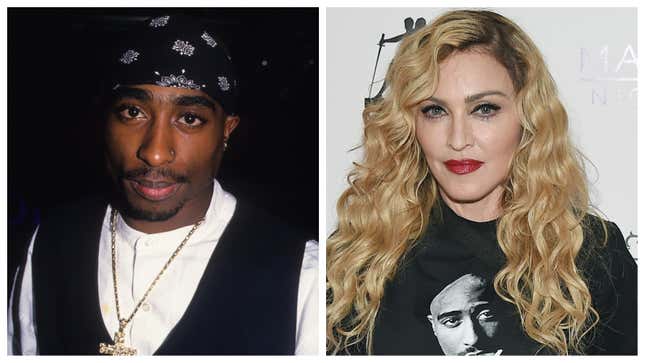 Tupac Shakur, left; Madonna.