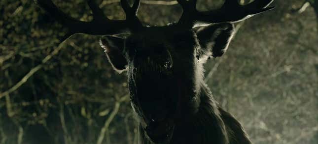 Bambi stares from the darkness in Bambi: The Reckoning