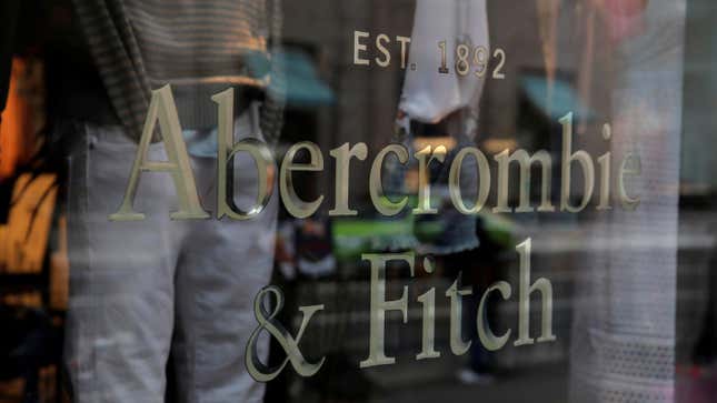 A storefront featuring Abercrombie & Fitch lettering.