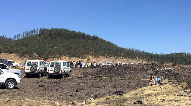 A general view shows the scene of the Ethiopian Airlines Flight ET 302 plane crash, near the town of Bishoftu, southeast of Addis Ababa, Ethiopia March 10, 2019.