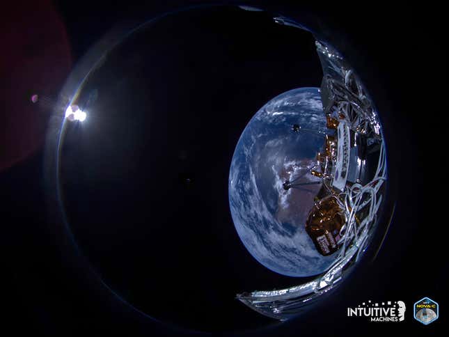 Image for article titled Odysseus Lander Snaps Gorgeous Photos of Earth Ahead of Moon Landing
