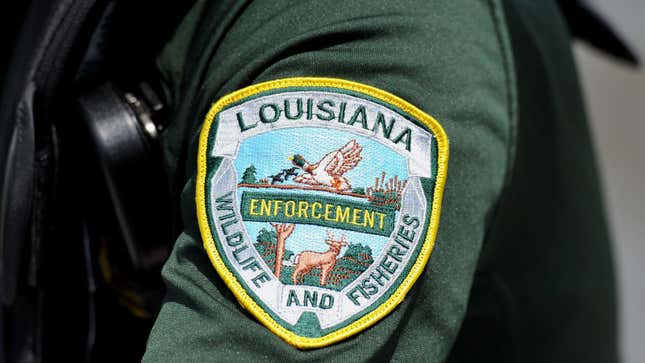 The Louisiana Department of Wildlife and Fisheries badge on an officer's uniform 