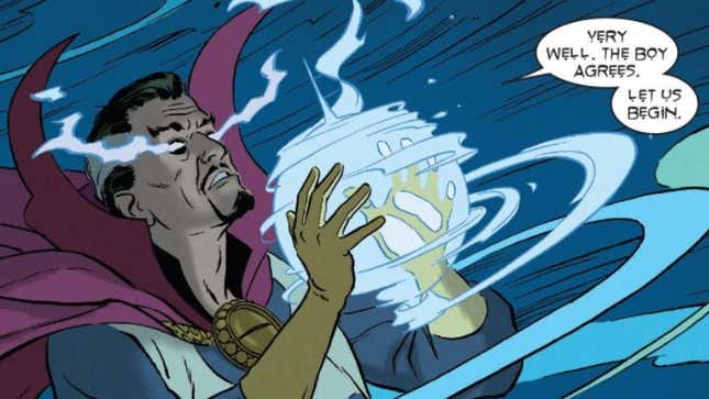 Doctor Strange incants an orb of magical energy in the pages of Amazing Spider-Man #641.