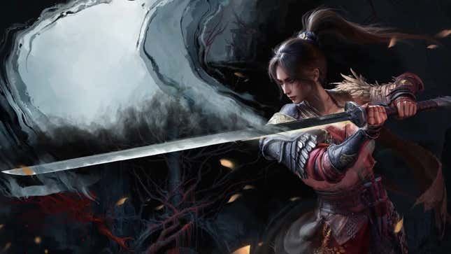 The protagonist of Wuchang holds a sword in promotional art.