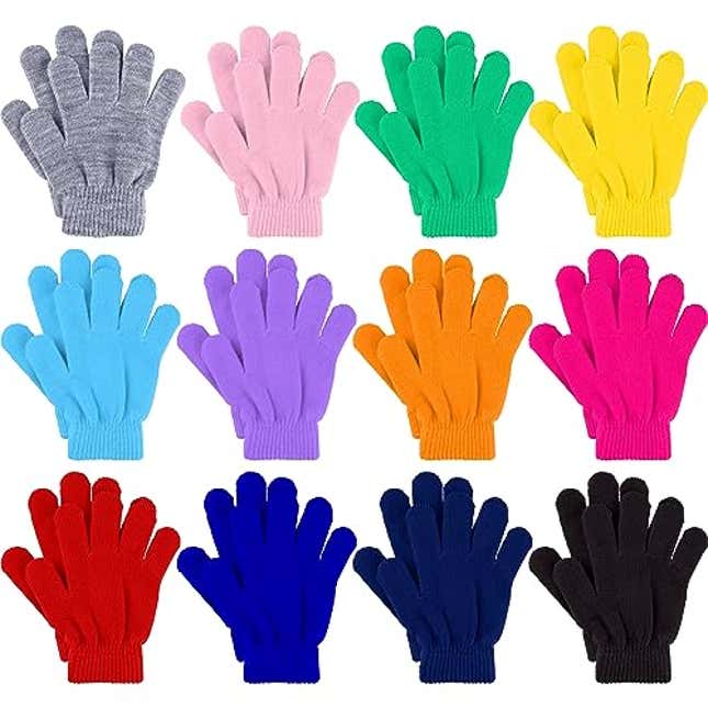 Image for article titled Glooarm 12 Pairs Kids Gloves Winter Toddler Gloves Full Fingers Knit Gloves Children Stretchy Warm Gloves Bulk for Boys Girls, Now 12% Off