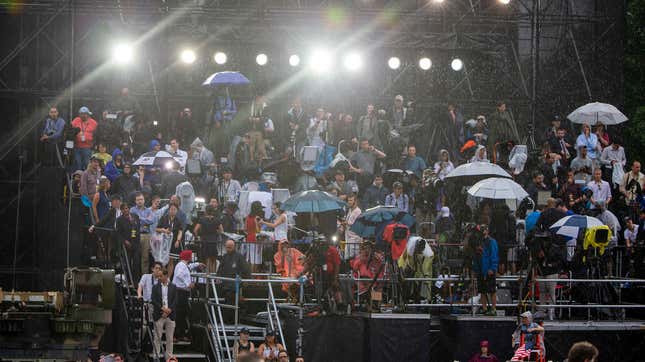 Image for article titled Planes, Tanks, & Space Force: Scenes From Trump's Soggy Fourth of July Extravaganza