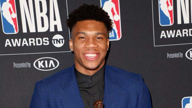  Giannis Antetokounmpo, winner of the Kia NBA Most Valuable Player award during the 2019 NBA Awards on June 24, 2019 in Santa Monica, California.