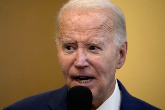 President Biden speaks at the &quot;Sunday Lunch&quot; event at the Brookland Baptist Banquet Center, part of the Brookland Baptist Church, in West Columbia, S.C., on Sunday, Jan. 28, 2024. (AP Photo/Jacquelyn Martin)