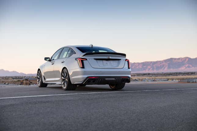Rear three-quarter view of a 2023 Cadillac CT5-V Blackwing