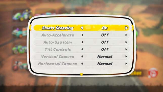 The Settings/Controller menu, highlighting the Smart Steering option.