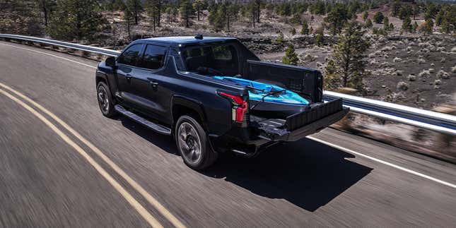 Rear 3/4 view of a 2024 Chevrolet Silverado EV RST First Edition