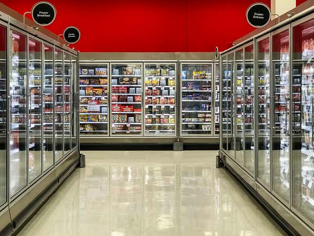 business new tamfitronics Frozen food section of a supermarket