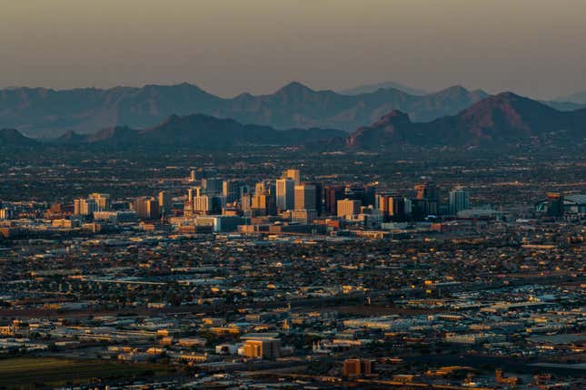 The downtown skyline in Phoenix, Arizona.