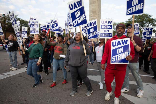 Members of the United Auto Workers union went on strike against Ford Motor Co., General Motors, and Stellantis last fall .