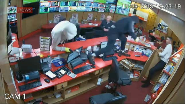 Auld Lad At Ireland Bookie Shop Thwarts Three Armed Robbers
