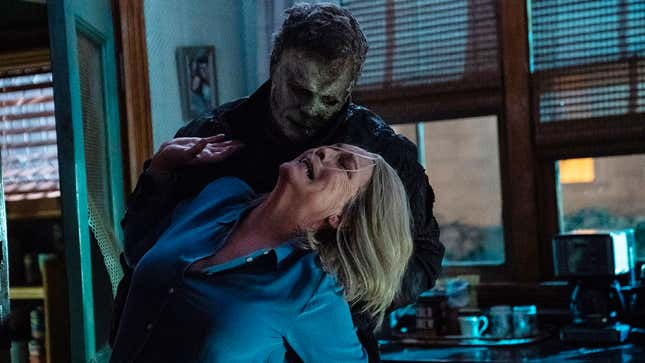 Michael Myers and Laurie Strode in Halloween Ends.