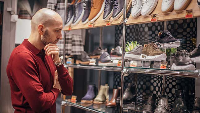Image for article titled Man Shopping For Bowling Shoe That Can Also Be Worn To Funerals, Weddings