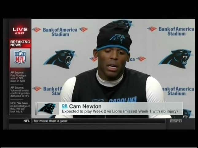 Cam Newton Gives Same Answer Five Times, Talks About "Donkey Kong Suh"