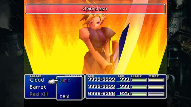 Cloud prepares to unleash his ultimate limit break.