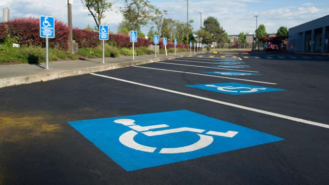 An empty handicap parking zone