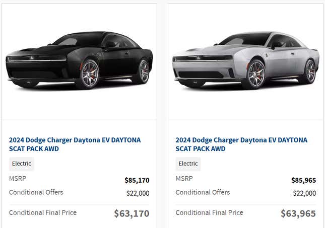 Image for article titled Brand New Dodge Charger Daytona EVs Are Already Getting Massive Discounts