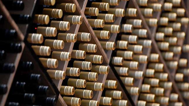 bottles of wine in wall