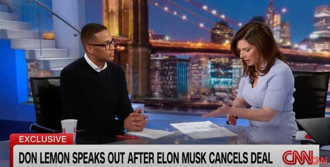 Image for article titled Don Lemon Drops Receipts of &#39;Tense&#39; Interview With Elon Musk: &#39;He Was Upset, He Was Uncomfortable&#39;