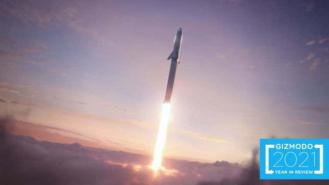 Conceptual image of a Starship launch involving both stages of the reusable system.