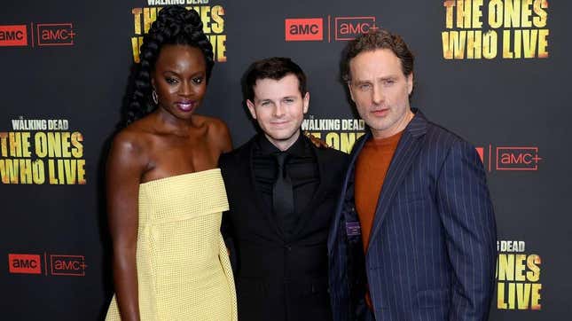 Danai Gurira, Chandler Riggs, and Andrew Lincoln at the new Walking Dead premiere.