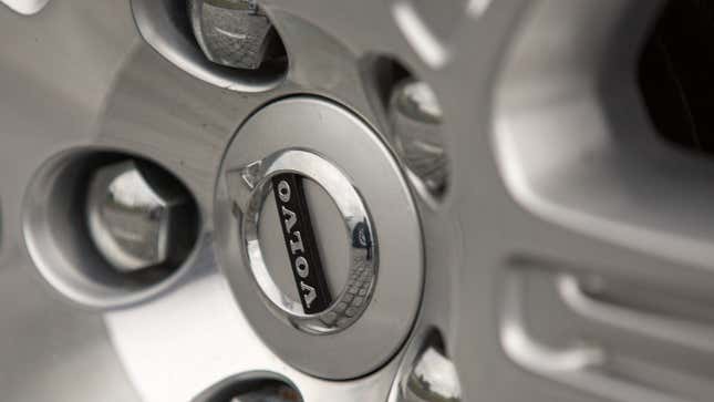 A photo of the bolts on a Volvo wheel. 