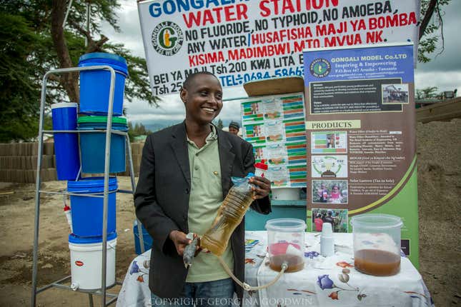 Gongali Model Company, co-founded by Hilonga, provides opportunities for entrepreneurs to set up water purification stations.