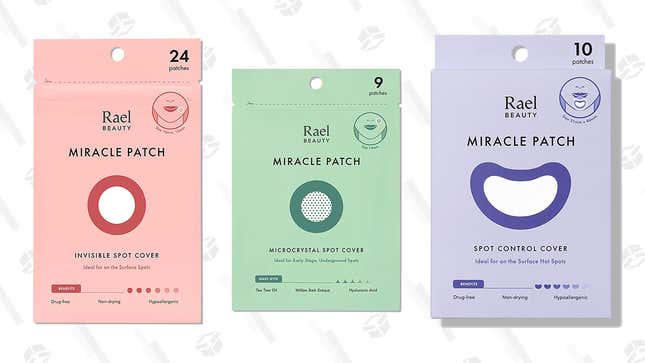 Rael Beauty Pimple Hydrocolloid Patches | $6 | Amazon
Rael Beauty Microdart Patches | $9 | Amazon
Rael Beauty Hot Spot Patches | $10 | Amazon