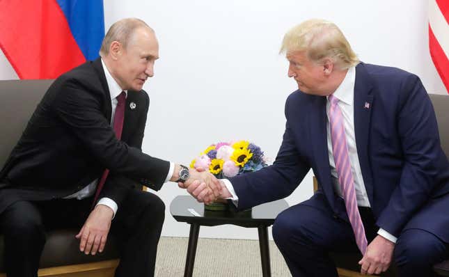 U.S. President Donald Trump and Russian President Vladimir Putin in 2019