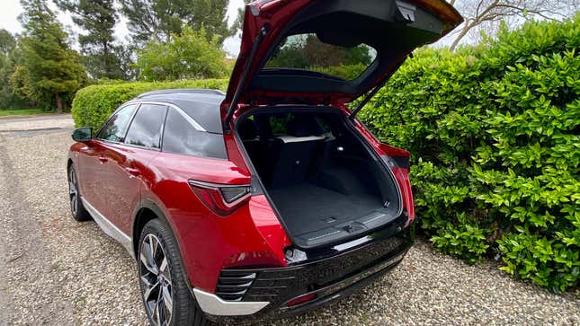 A photo of the back of the ZDX with the trunk open