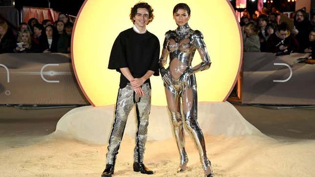 timothee chalamet and zenday in sci-fi fashion