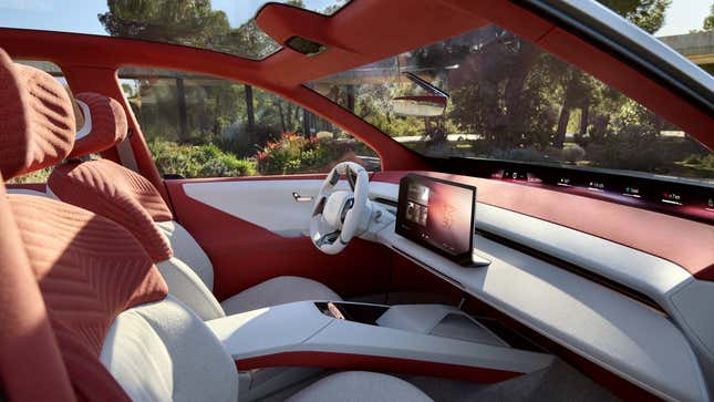 A photo of the interior of the BMW Vision Neue Klasse X concept car. 