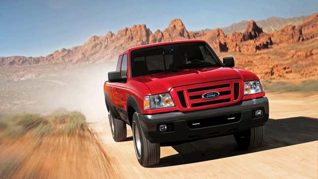 2006-08 red Ford Ranger on dirt road