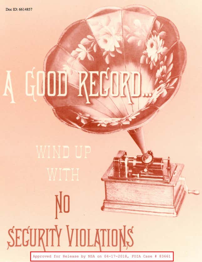 Image for article titled Cold War-era office posters from NSA’s archives shows a hundred ways to say “shhh”