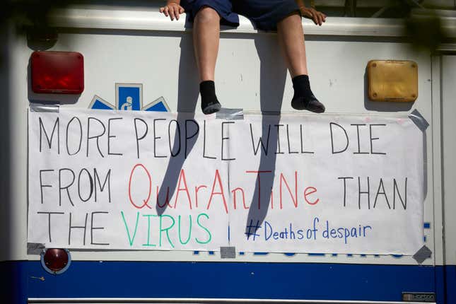 A protest sign at a rally against North Carolina’s coronavirus lockdown in April. 