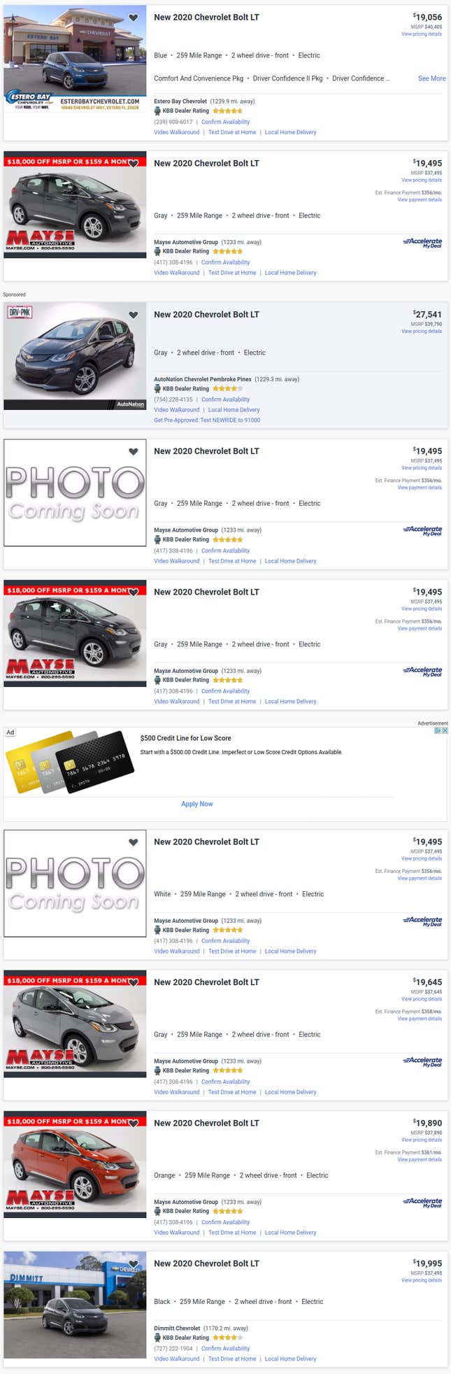 Image for article titled You Can Get A Bonkers Deal On A Chevy Bolt Right Now